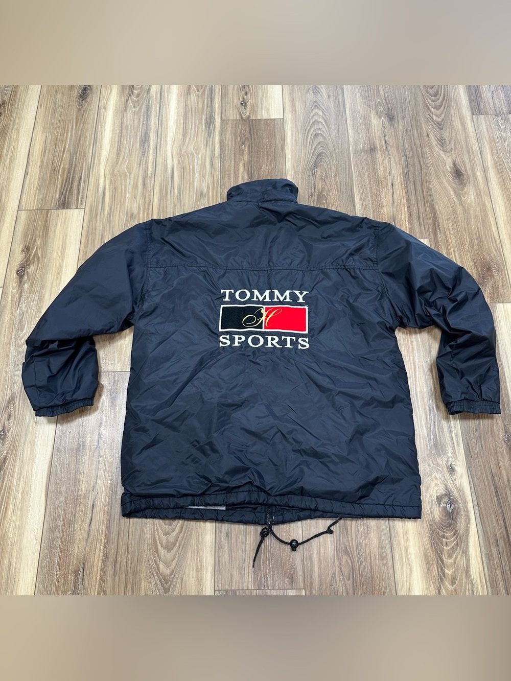 Vintage 90s Y2K Tommy Sports Nylon Windbreaker Jacket, Black, Medium